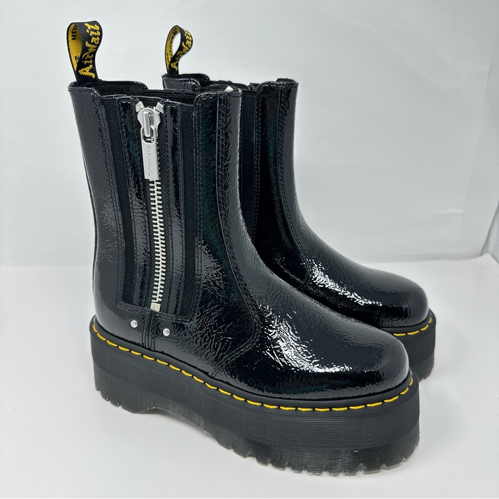 Dr. Martens Black Patent Leather Combat Boots